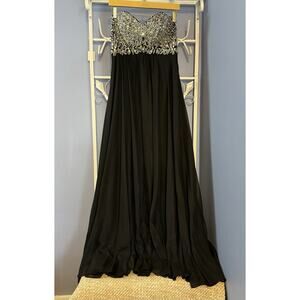 Decode 1.8 Black Strapless Gown Bead Embellished Paisley Princess Prepp Size 6